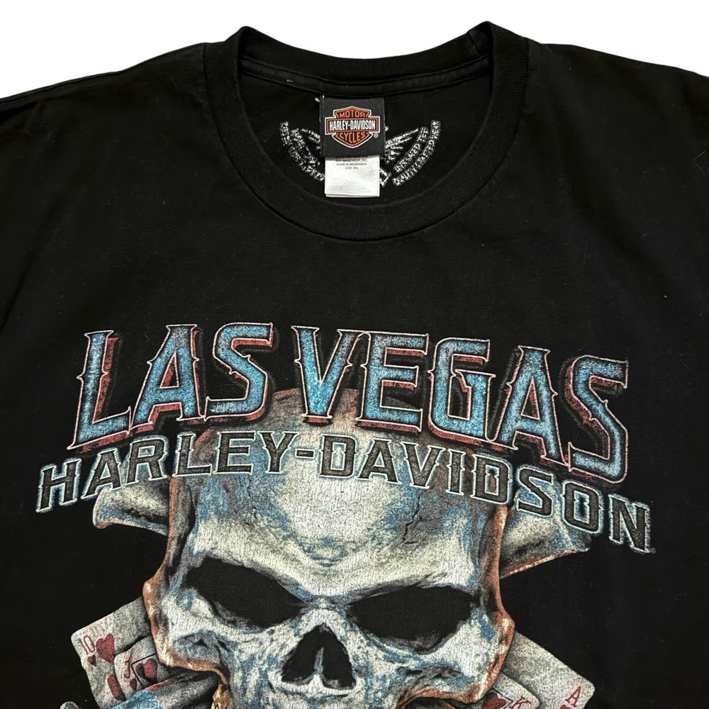 Harley Davidson Las Vegas Nevada Skull Playing Cards T-Shirt Mens 2XL Black 2018